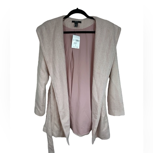 Medium Mauve Pink Chevron Belted Hooded Dress Coat Jacket NEW from Forever21 - Picture 6 of 11